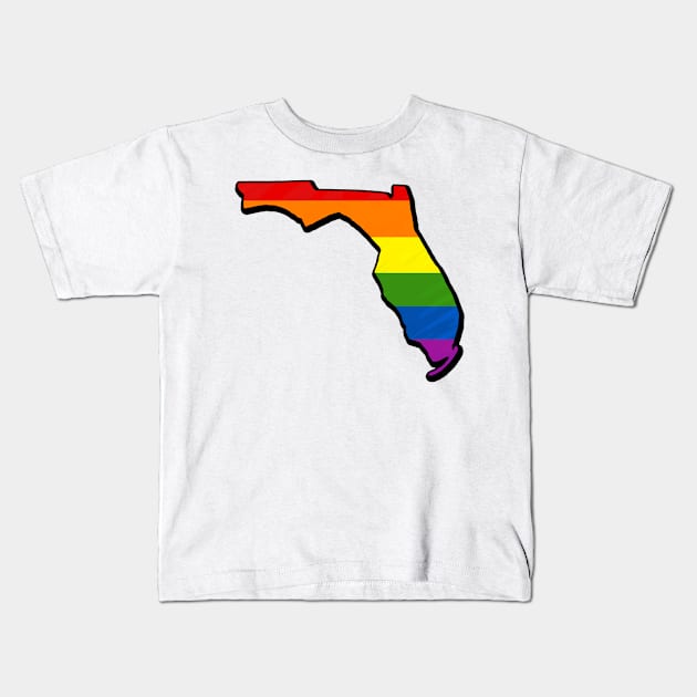 Rainbow Florida Outline Kids T-Shirt by Mookle